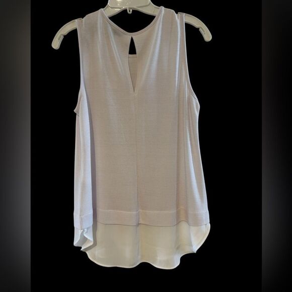 NEW BANANA REPUBLIC White layered silky hem TANK TUNIC TOP S - Picture 2 of 11